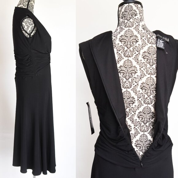 NWT $150. Anne Klein Black Dress with Ruched Waist Size 8 - Picture 2 of 6
